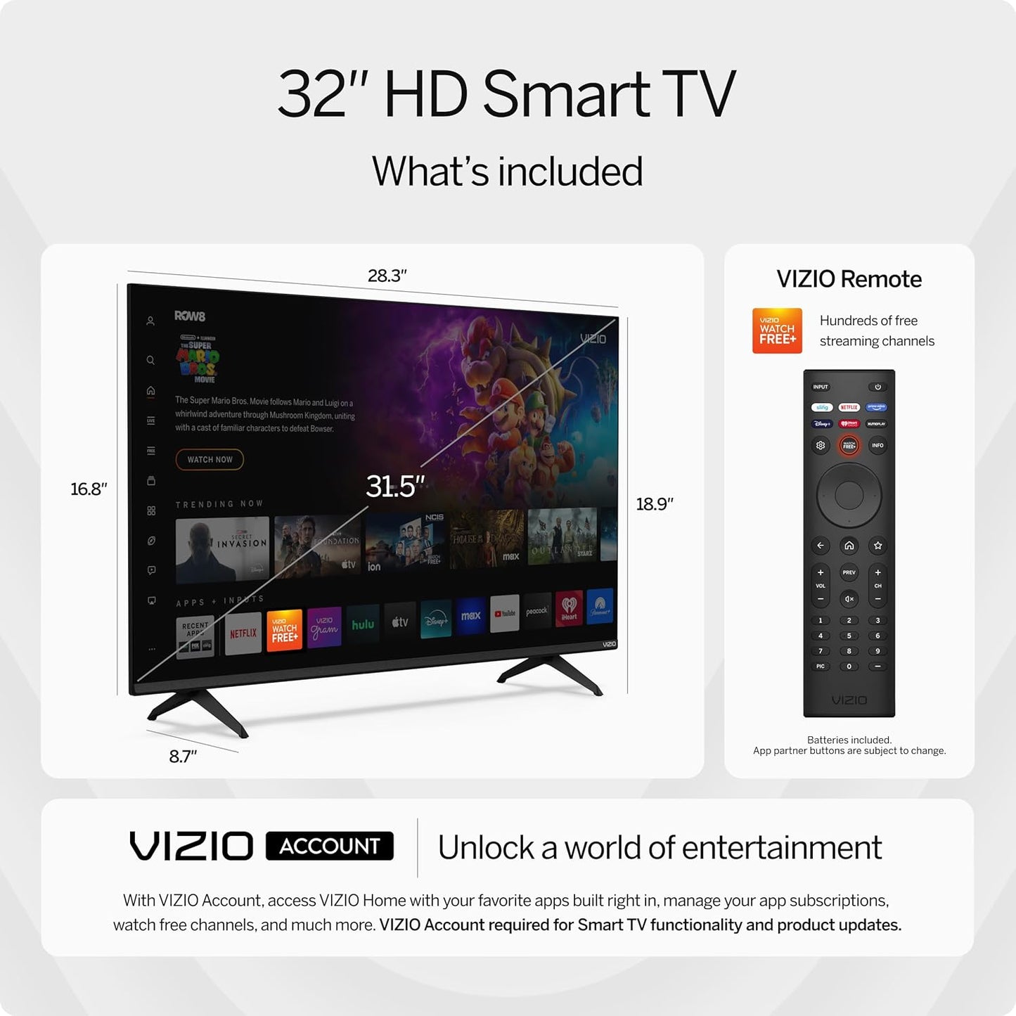 VIZIO 32" HD 720p LED Smart TV